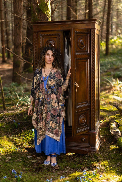 Bohemian Goddess Starduster Kimono - Lionheart with Botanicals