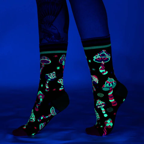 Crew Socks - Funky Fungi (UV Reactive)