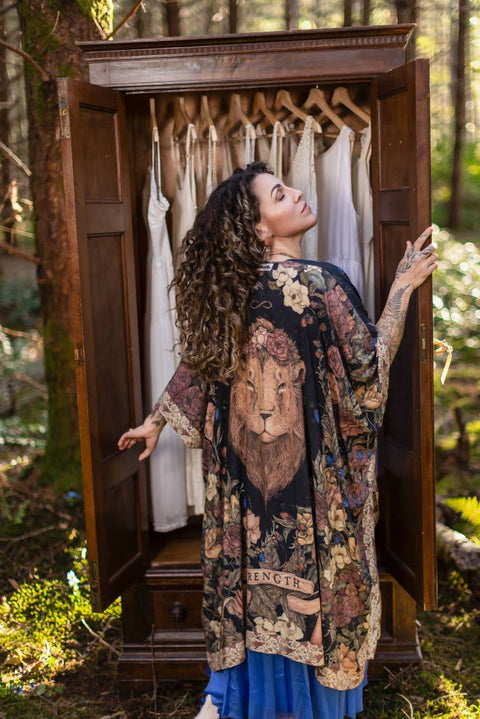 Bohemian Goddess Starduster Kimono - Lionheart with Botanicals