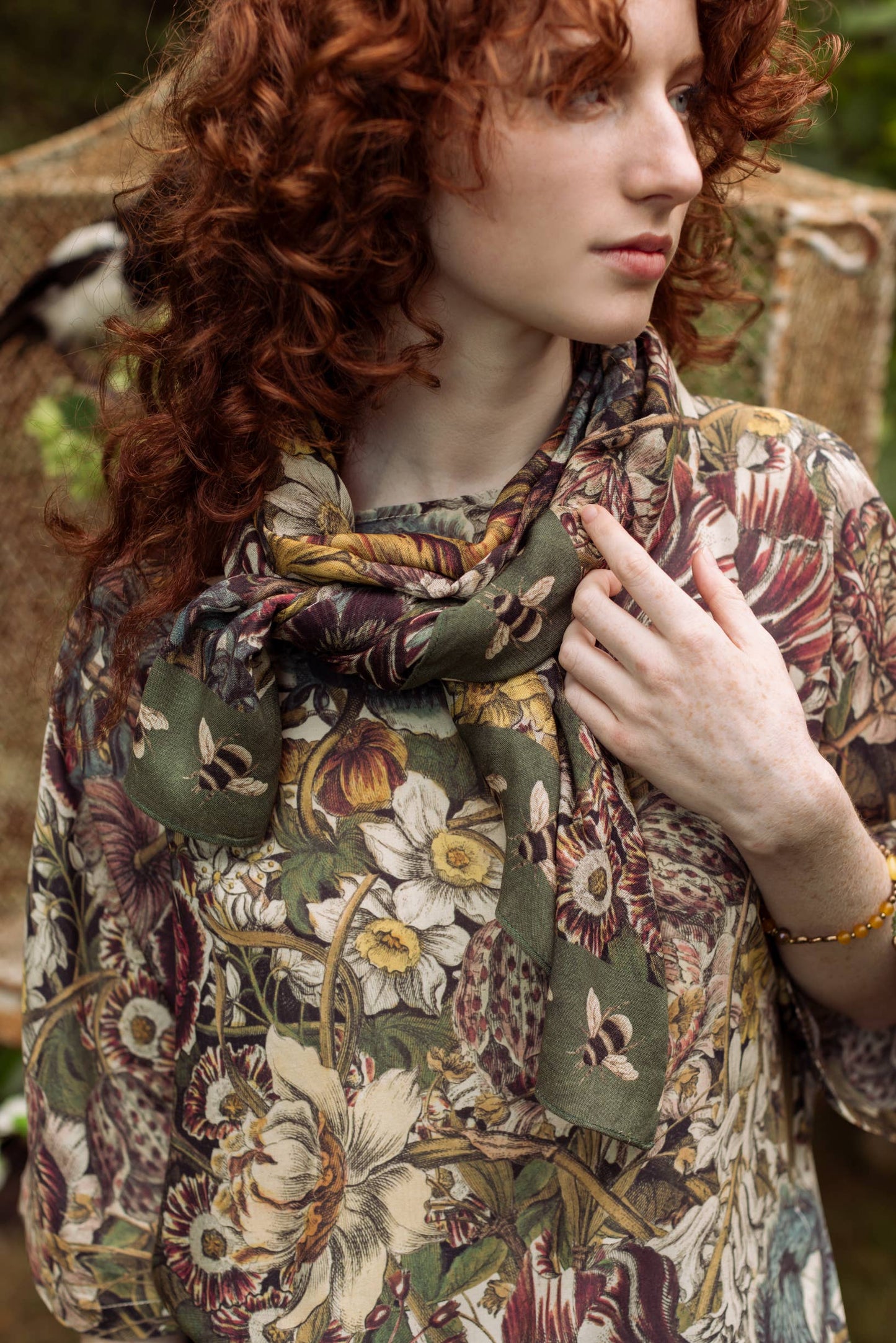 Scarf (Bamboo) - Love Grows Wild Floral With Bees