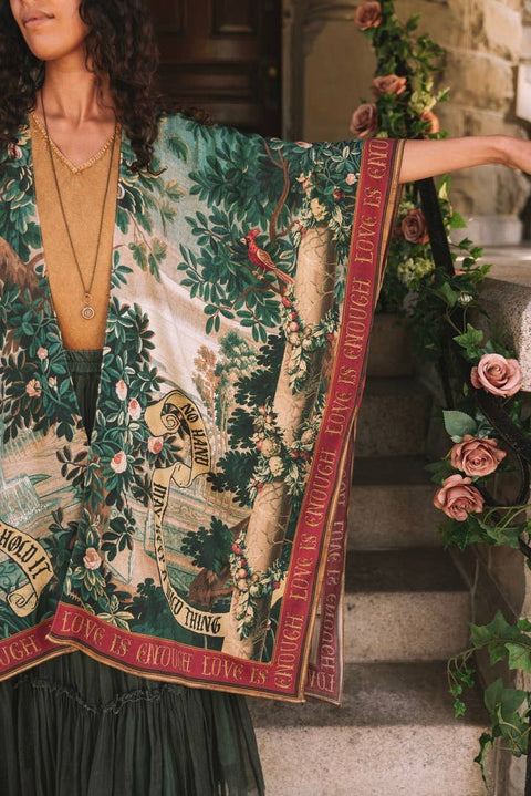 Goddess Duster Kimono - Wildheart with Florals, Unicorn & Castle