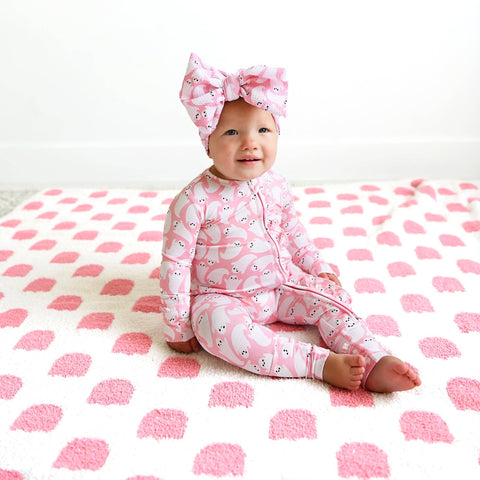 Last One - Size 3/6M: Coverall (Zipper) - Glinda Ghosts Ruffle Bamboo