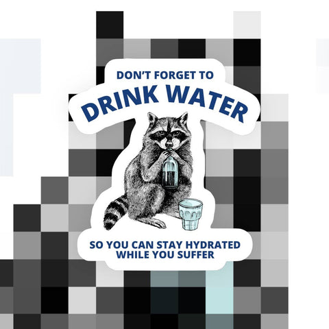 Sticker - Don’t Forget to Drink Water Raccoon