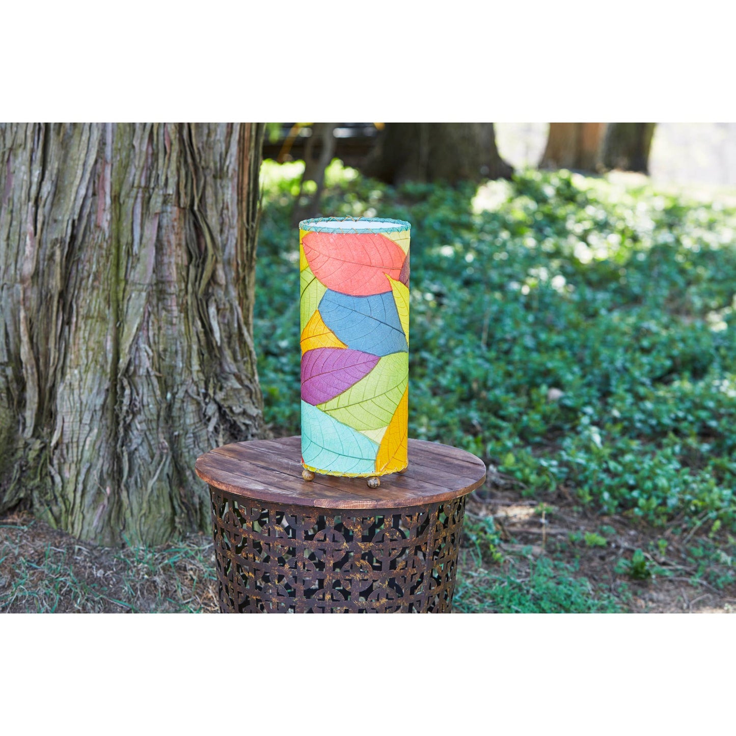 Outdoor Table Lamp - Cocoa Leaf Cylinder Multi