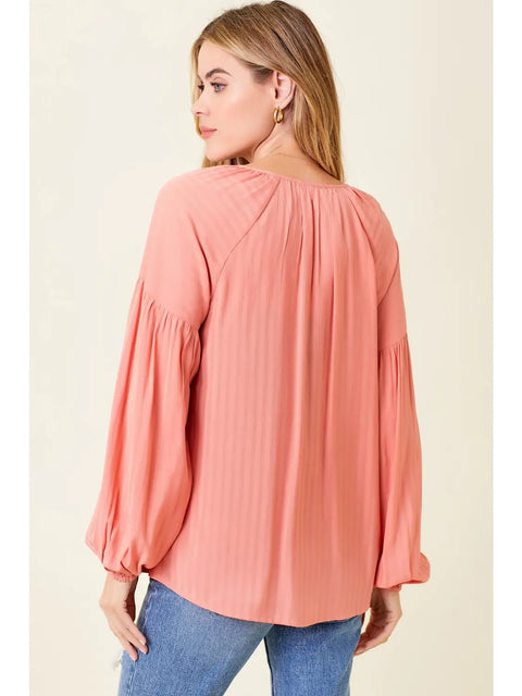 Top - Raglan Flowy Blouse Coral