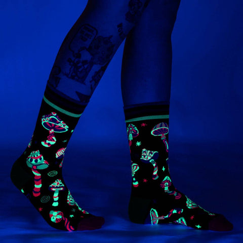 Crew Socks - Funky Fungi (UV Reactive)