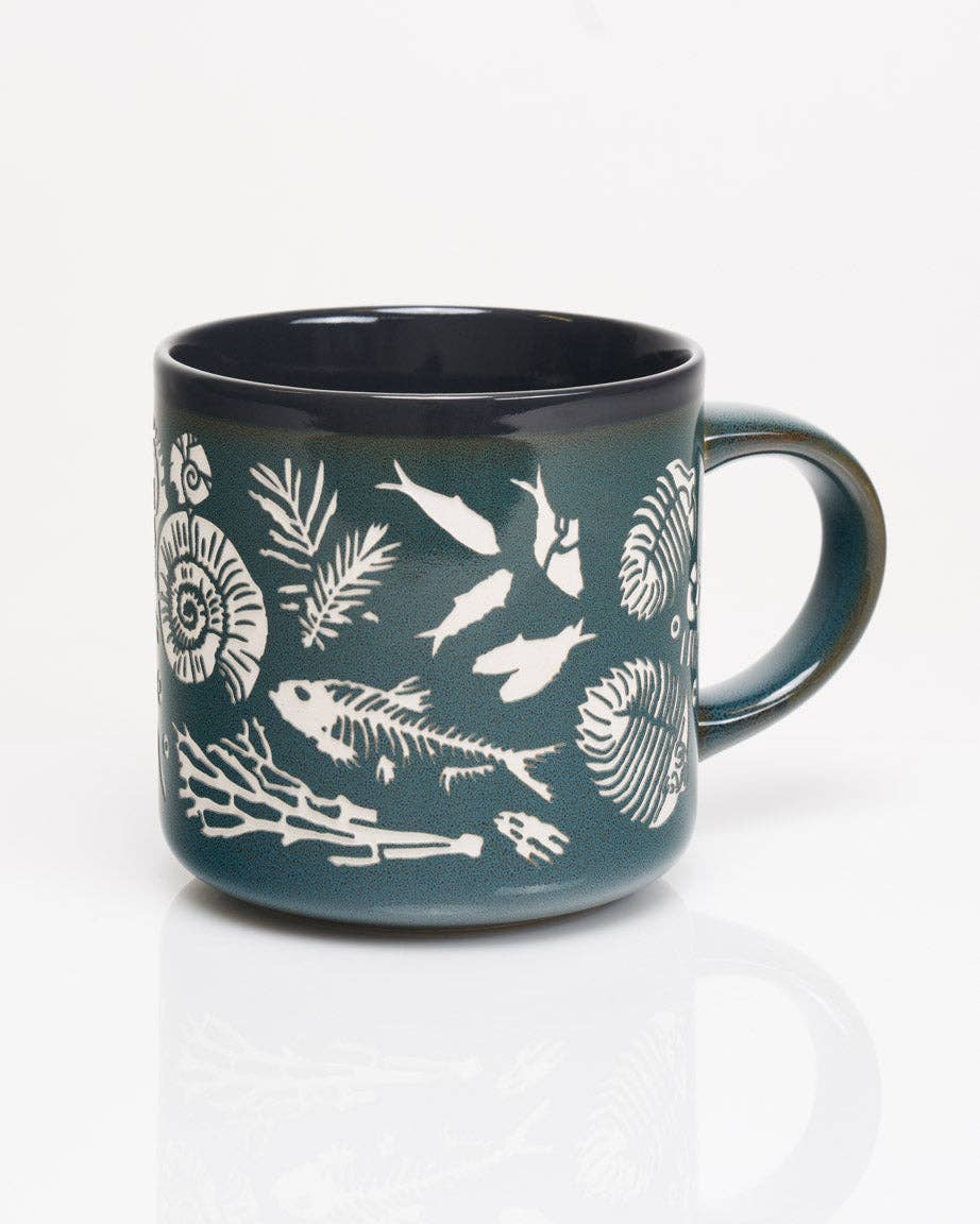 Ceramic Mug (15oz) - Fossils Hand Carved