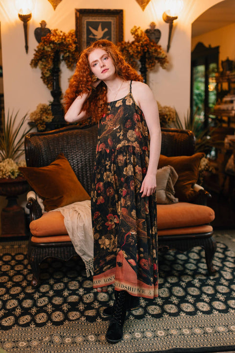 Bohéme Long Maxi Slip Dress - Heart of Gold with Sacred Heart