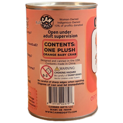 Stuffed Animal - Canned Baby Crab (Standard Lid)