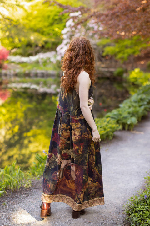 Long Maxi Slip Dress - The Messenger w/ Joan of Arc & Florals