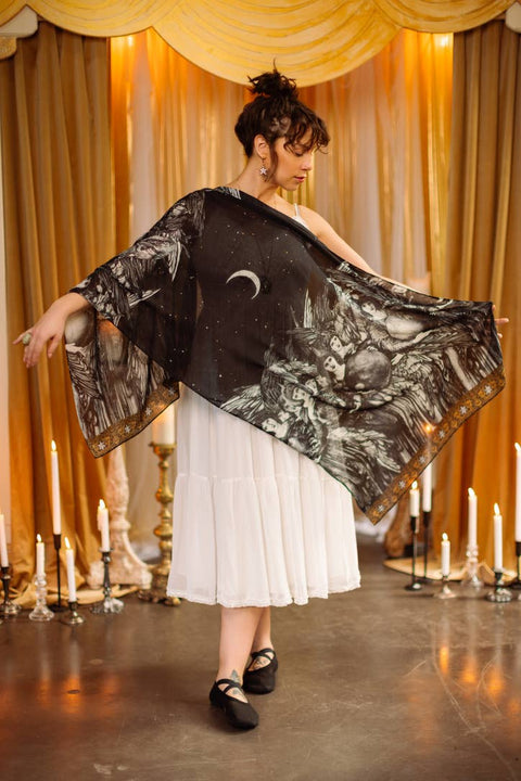 Bohemian Scarf - The Guardians with Celestial Print & Angels