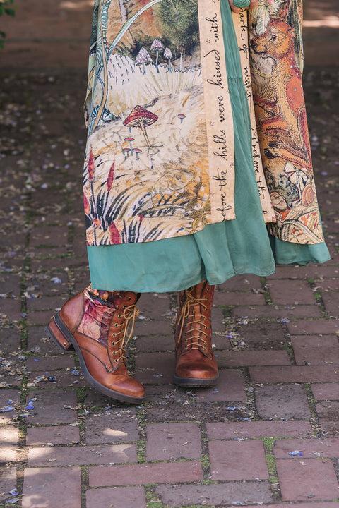 Opera Duster Kimono Robe - Lovelight with Woodland Deer & Swallow