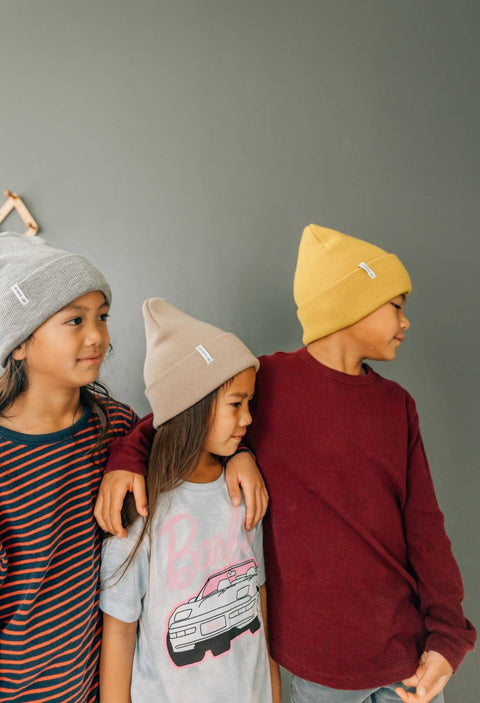 Beanie - Knit Cuff (Oat)