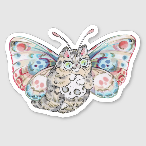 Sticker - Moth Cat with Skull
