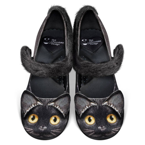 Women's Shoes - Chocolaticas® Mid Heels Chat Noir Mary Jane Pump