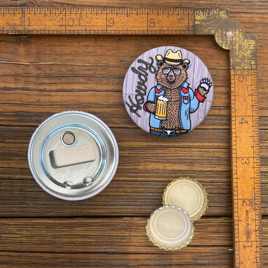 Magnetic Bottle Opener - Howdy Cowboy Bear