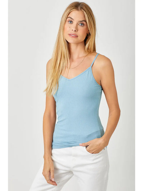 Tank Top - Ribbed Soft Blue