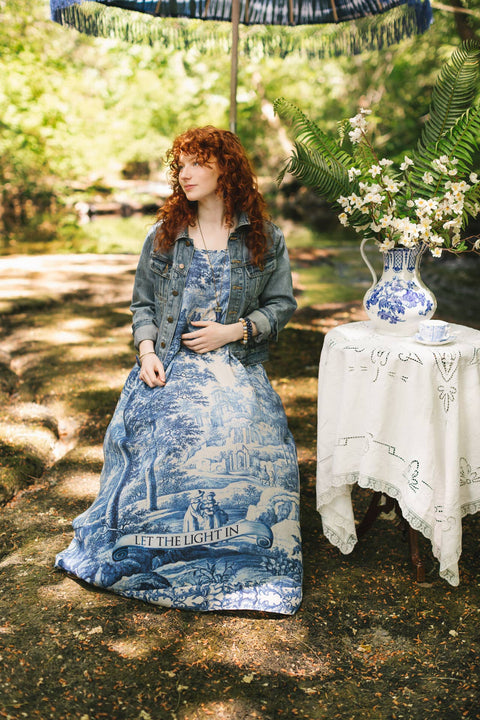 Bohéme Long Maxi Slip Dress - Let the Light In with Delft Print