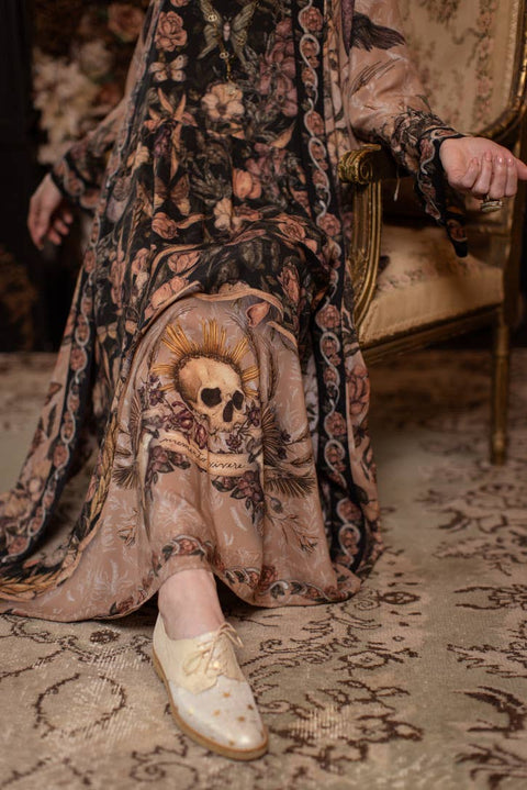 Bohéme Long Maxi Slip Dress - Momento with Starling & Skull
