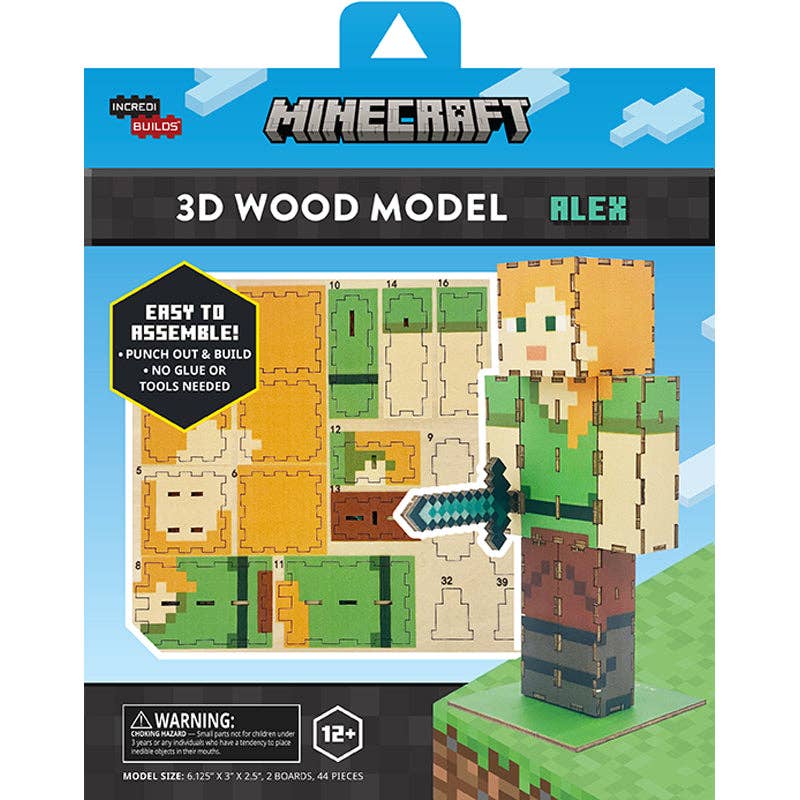3D Wood Model - IncrediBuilds Minecraft: Alex – Windy Woman Inc Family ...