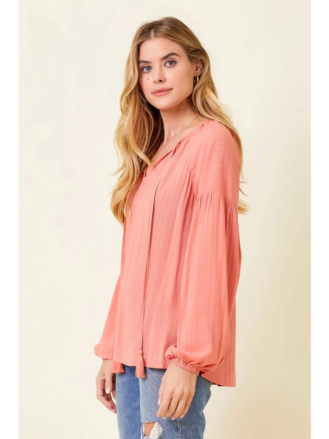 Top - Raglan Flowy Blouse Coral