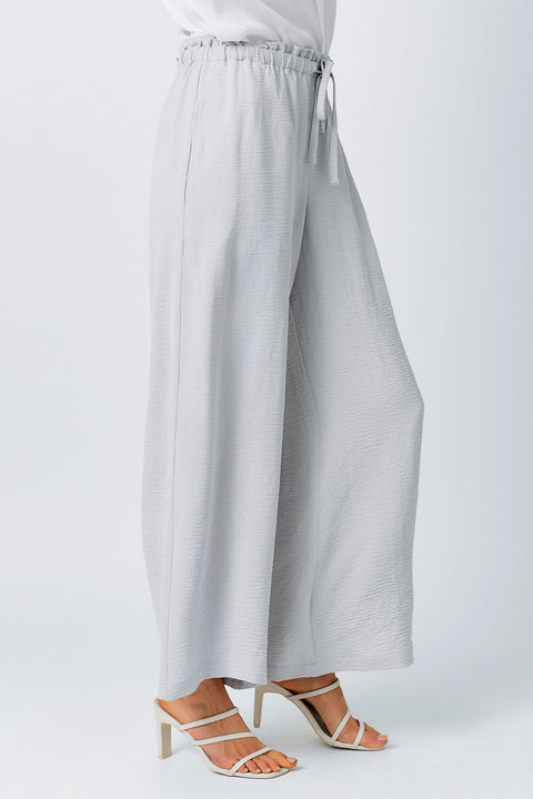 Pants - Textured Wide Leg Lilac Grey