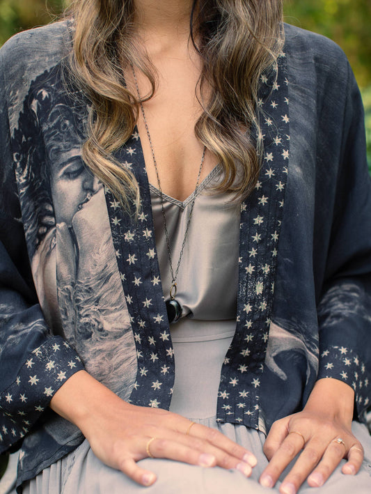 Cropped Bamboo Kimono Cardigan - Love Conquers All