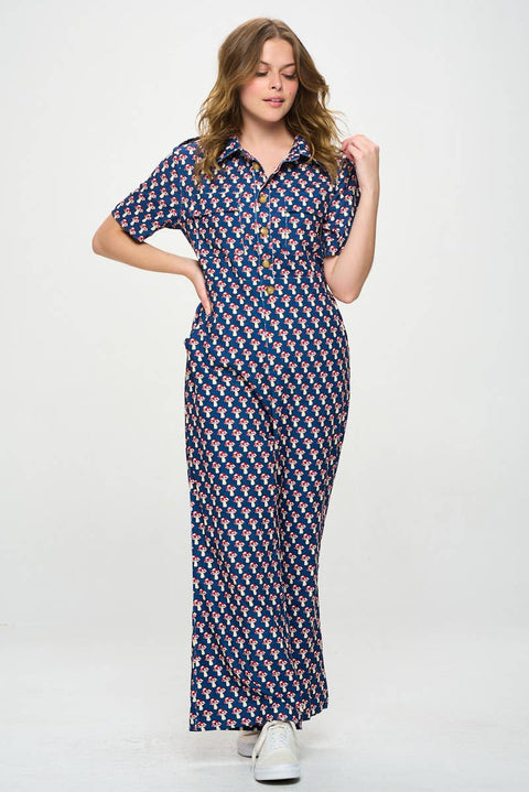 Jumpsuit (Corduroy) - Mushroom Blue