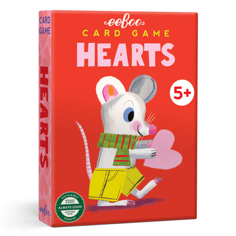Image shows the game box for Hearts. It has a cartoon mouse holding a heart.
