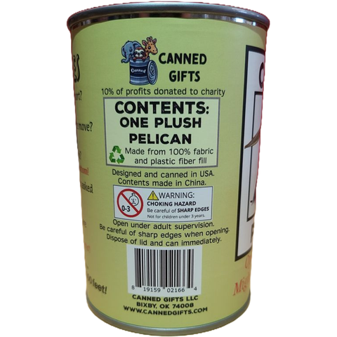 Stuffed Animal - Swoops the Canned Pelican (Standard Lid)