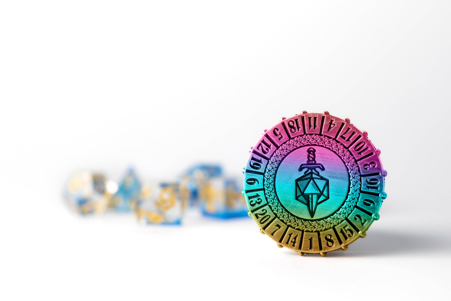 Metallic D20 Spinner: - Torched Rainbow