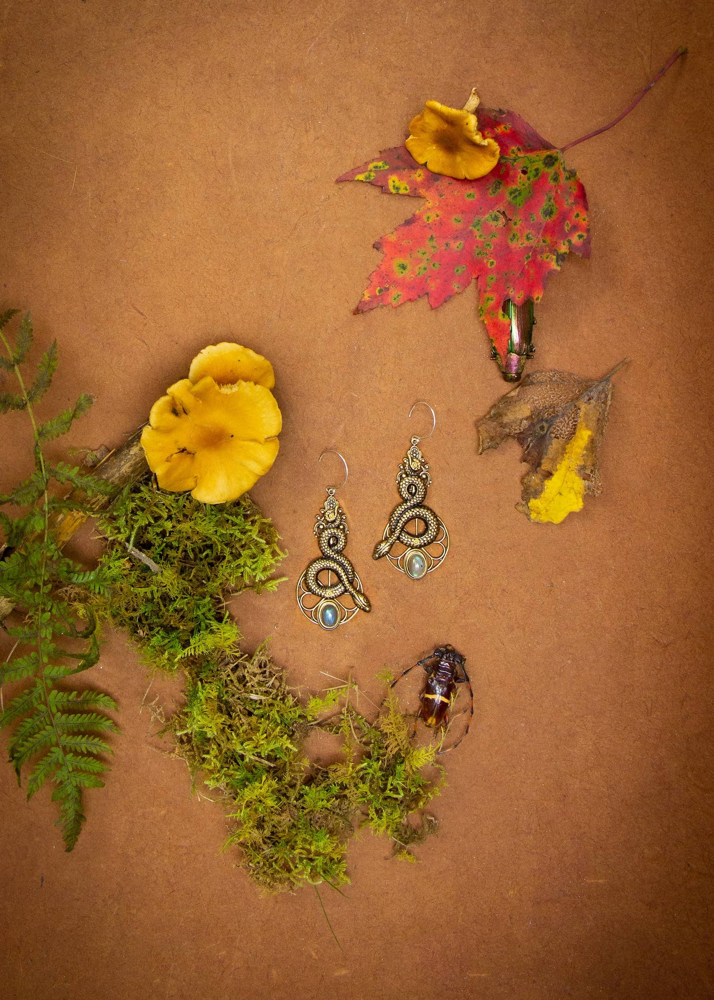 Earrings - Snake-Stone Wheel Style