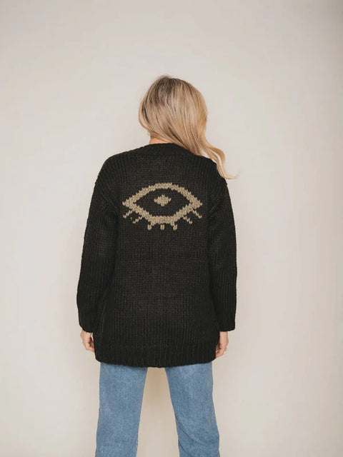 Cardigan Sweater - I See You Black