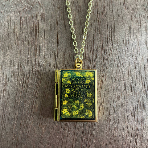 Book Locket - Sense and Sensibility Deep Green Floral (Brass)