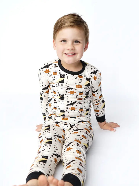 2 Piece Pajama (Long Sleeve) - Spooky Cute Beige