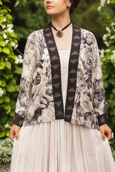 Pixie Duster Crop Kimono - Honey & The Moon with Florals & Bees
