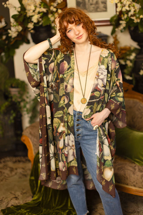 Starduster Kimono - Fleur De Lune Goddess with Florals & Bees