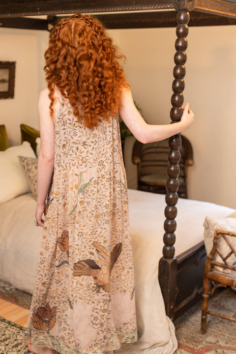 Bohéme Long Maxi Slip Dress - Folklore w/ Bird of Peace Art