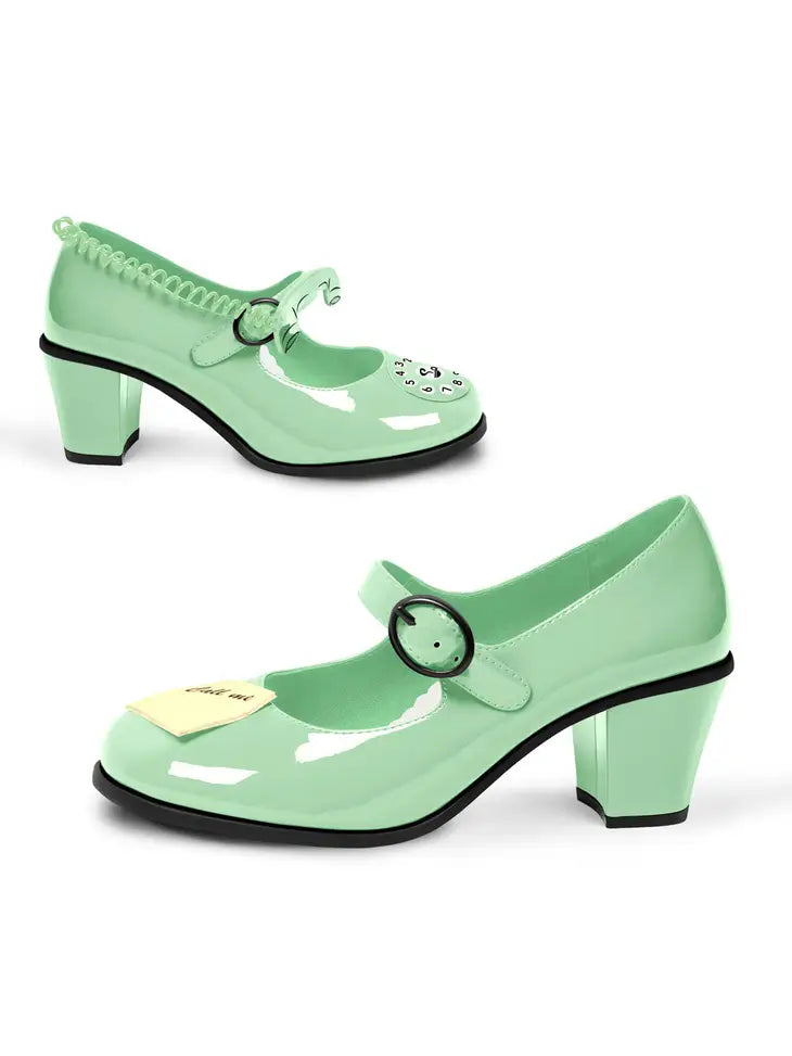 Women's Shoe - Chocolaticas® Mid Heels Call Me In Mint Mary Jane Pump