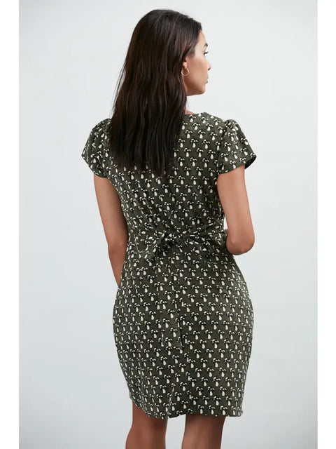 Dress - Green Mushroom Print Corduroy With Pockets