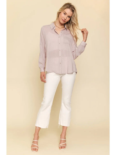 Shirt - Textured Button Down Dusty Lavender