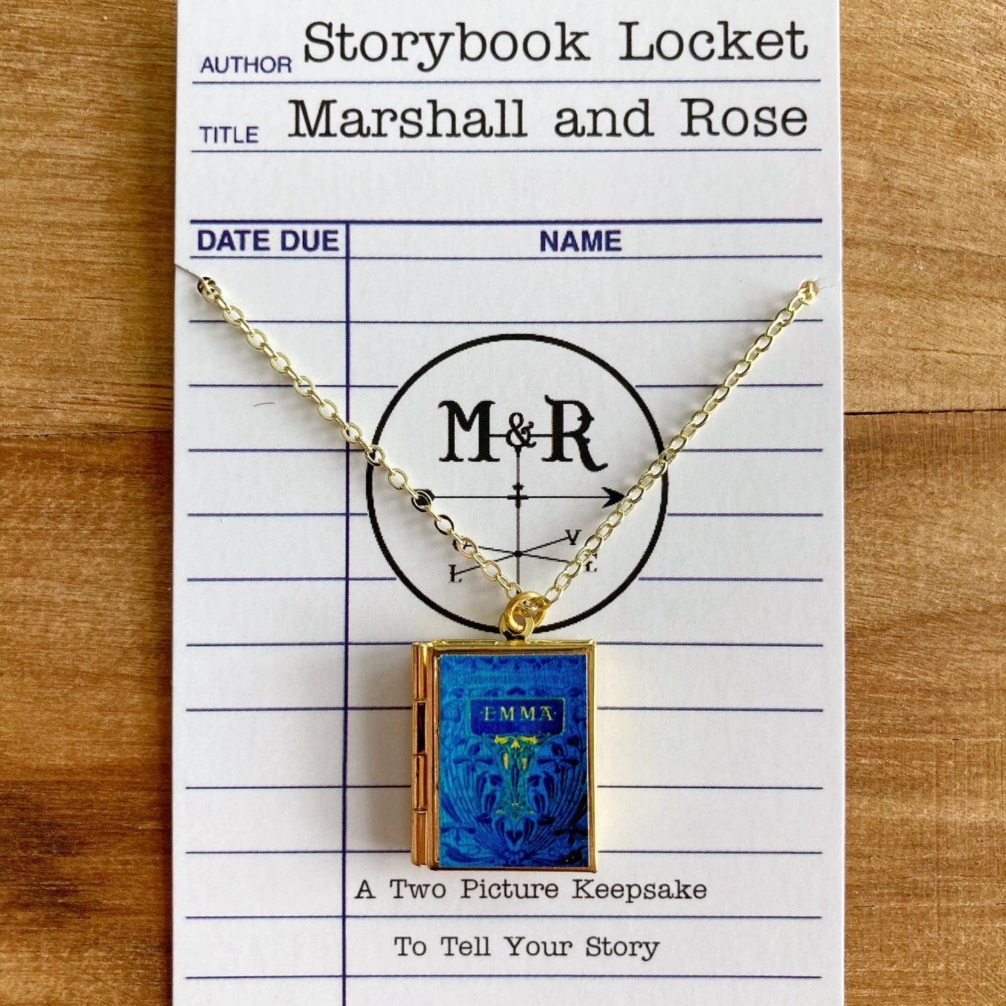 Book Locket - Emma: Blue Vintage (Brass)