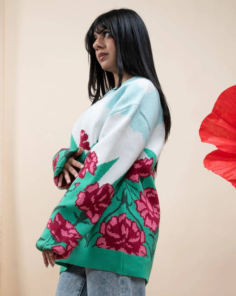 Sweater - Carnation Flower