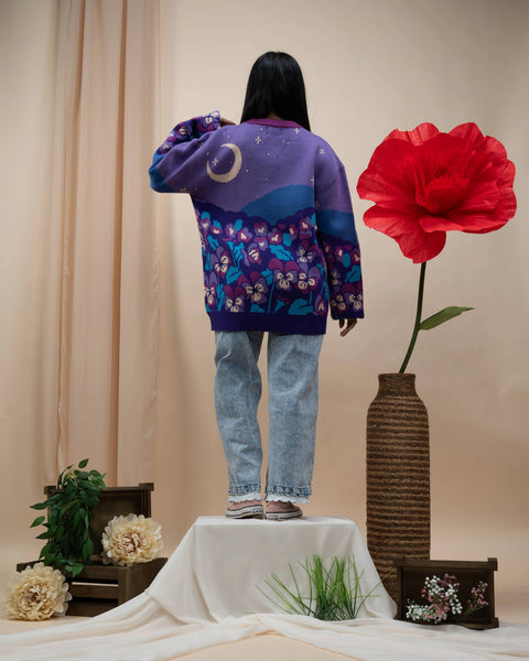 Sweater - Violet Flower