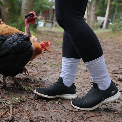 Comfort Crew Socks that Save Farm Animals - White/Maroon/Blue (3pk)