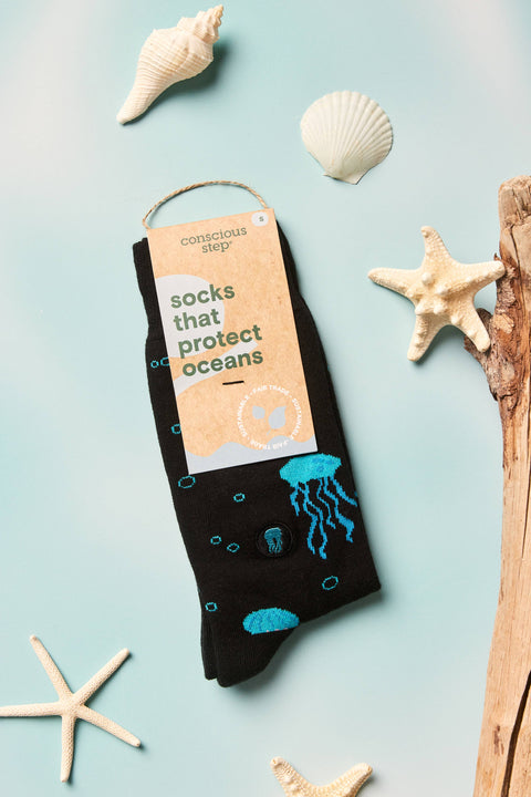 Socks that Protect Oceans - Black Jellyfish