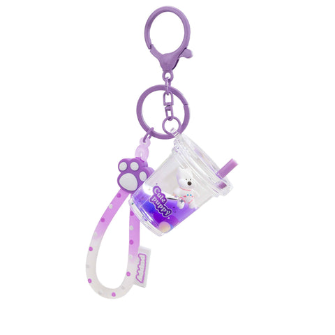 Sensory Keychain - Cute Puppy Boba Liquid Effect (Purple)
