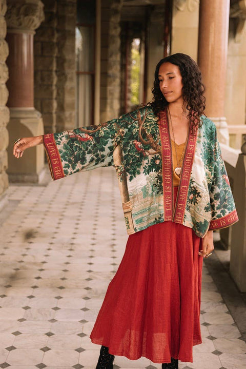 Pixie Duster Crop Kimono - Wildheart wtih Unicorn & Castle
