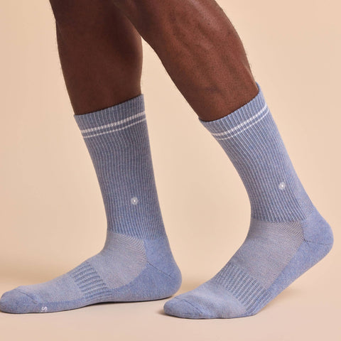 Comfort Crew Socks that Support Mental Health - White/Blue (3pk)