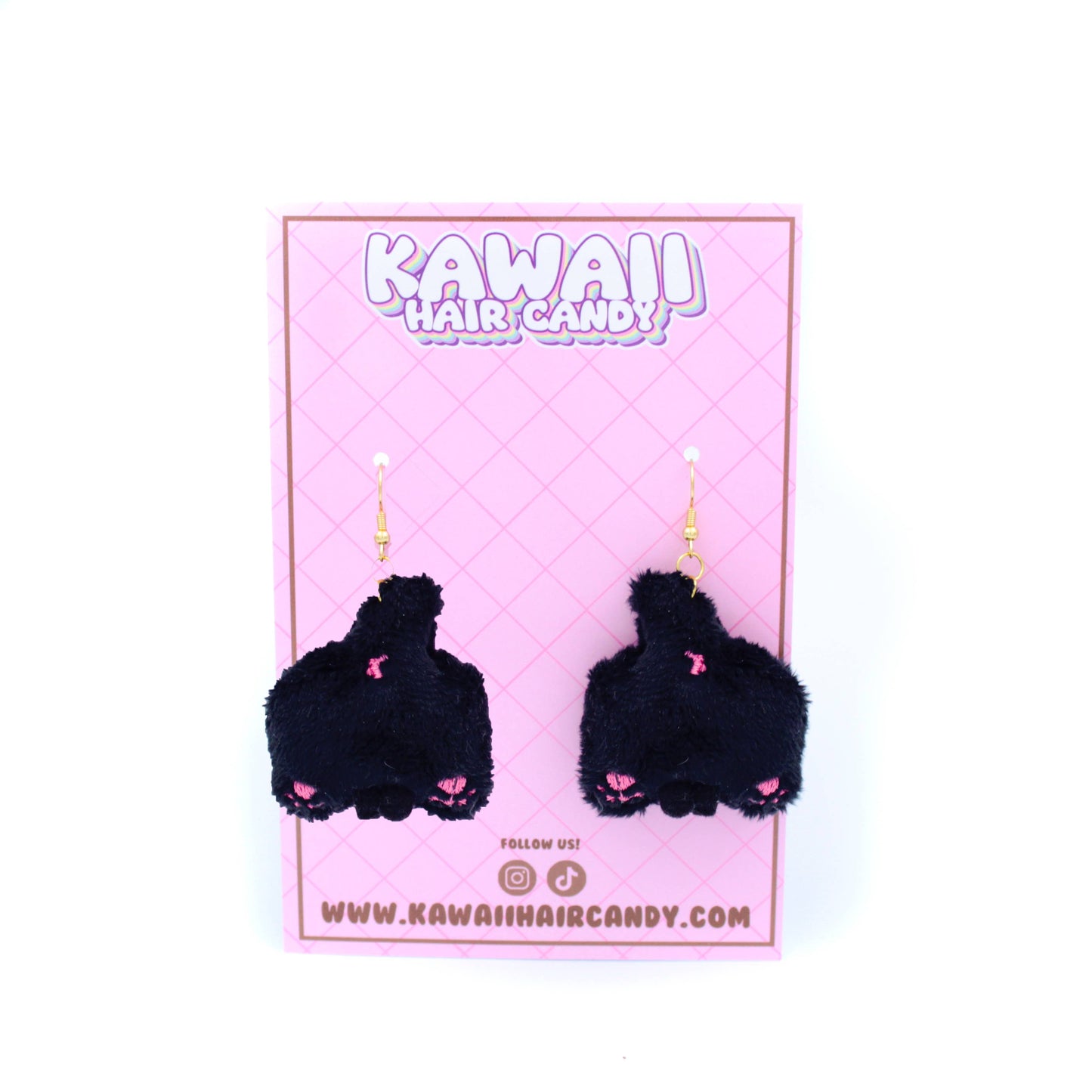 Earrings - Kawaii Plush Black Cat Butt